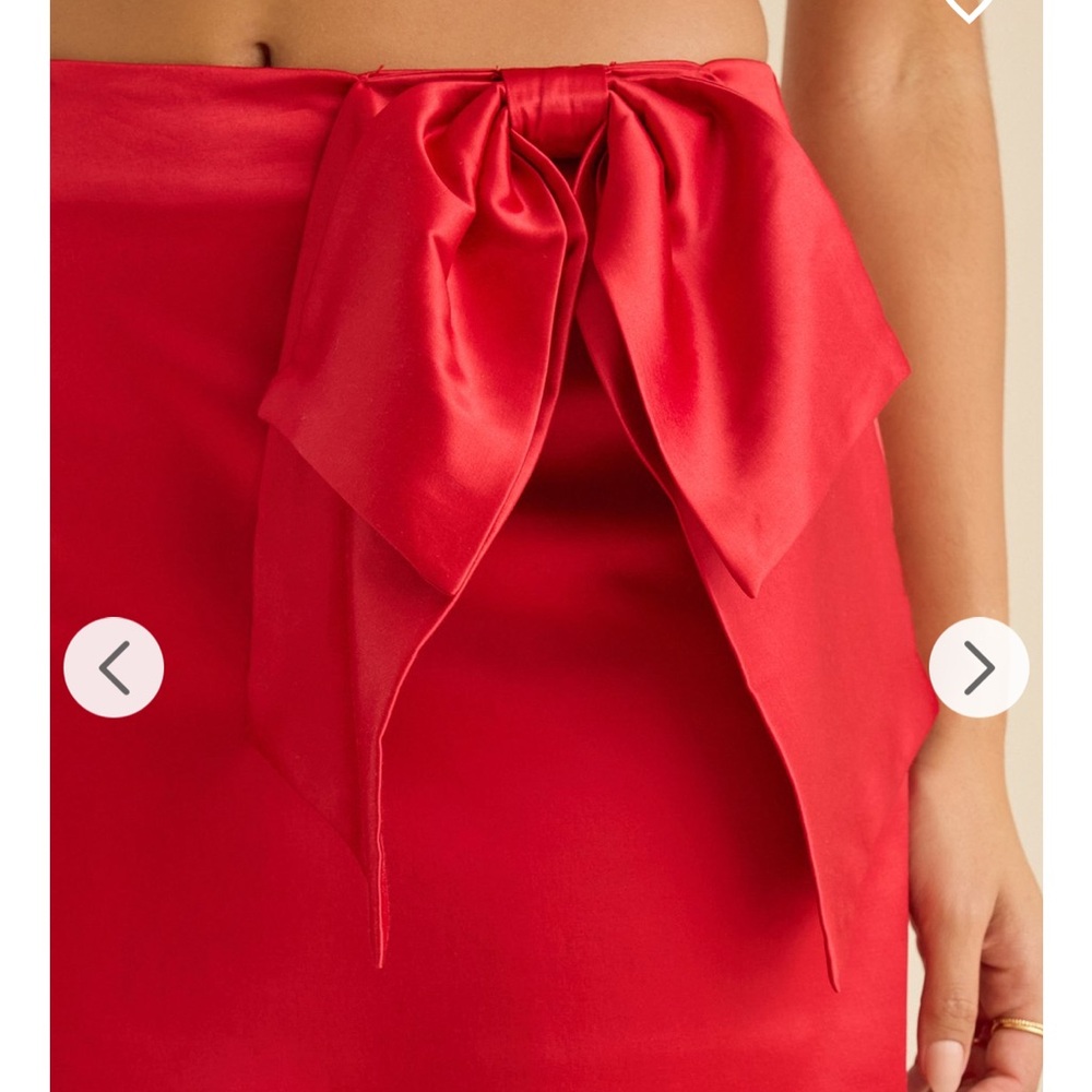 Altar'd State Scarlet Pencil Skirt with Elegant Bow